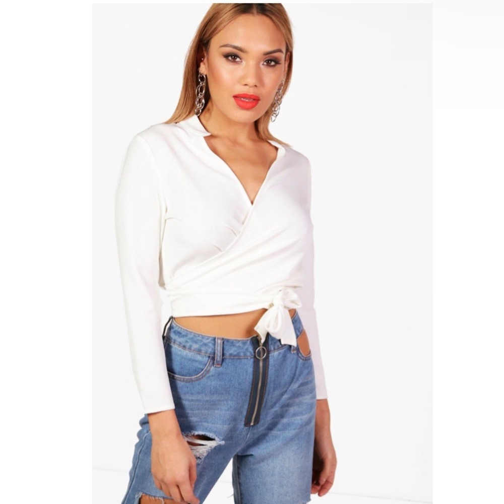 BOOHOO LONG SLEEVE CROP TOP